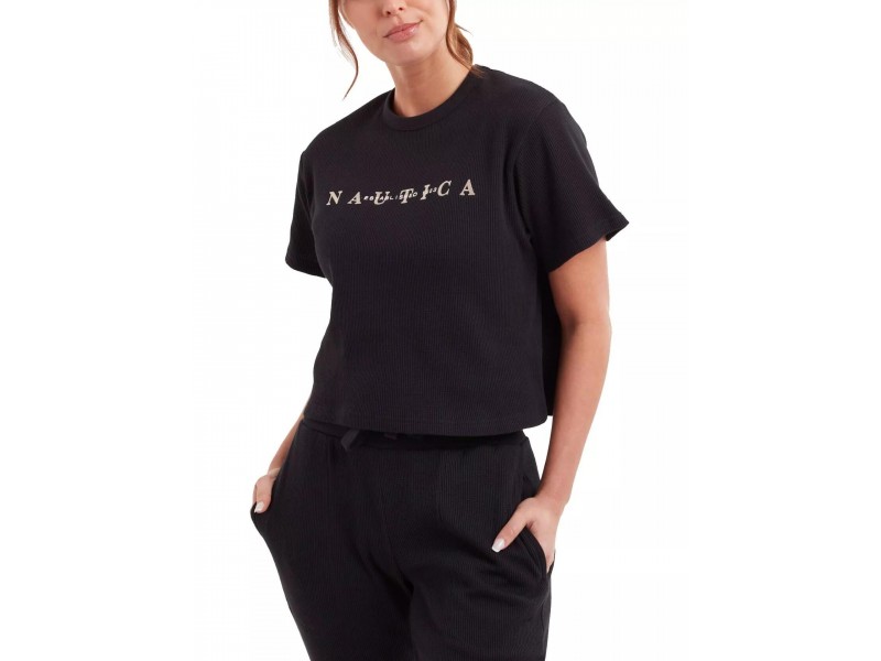 Nautica Ursa Crop T-Shirt – női fekete póló logóval
