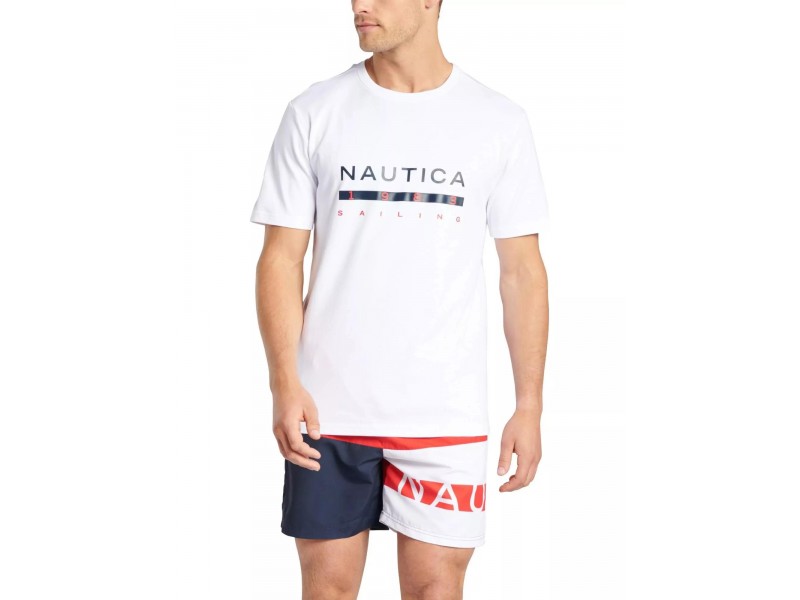 Nautica Lorkan férfi póló - fehér, logós dizájn