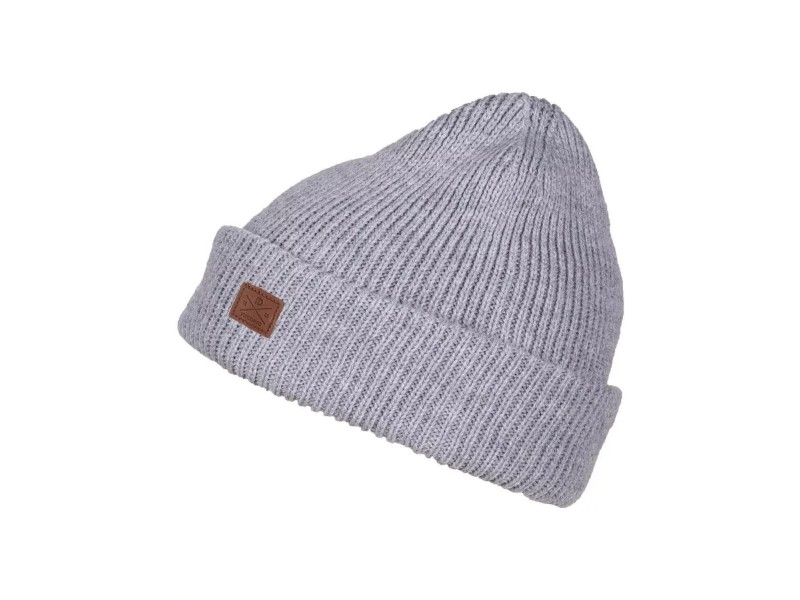 Fundango OWEN Beanie D szürke sapka - bőr logó