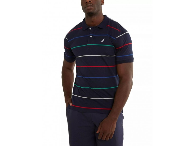 Nautica Roper férfi csíkos galléros póló - Dark Navy
