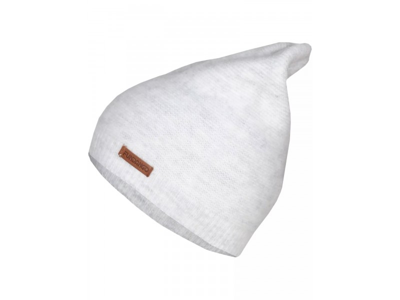 Fundango NARA Beanie D - női fehér sapka, bőr logó