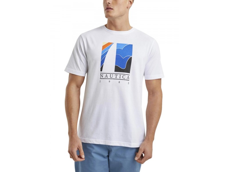 Nautica Tyrian férfi póló — fehér, színes logó
