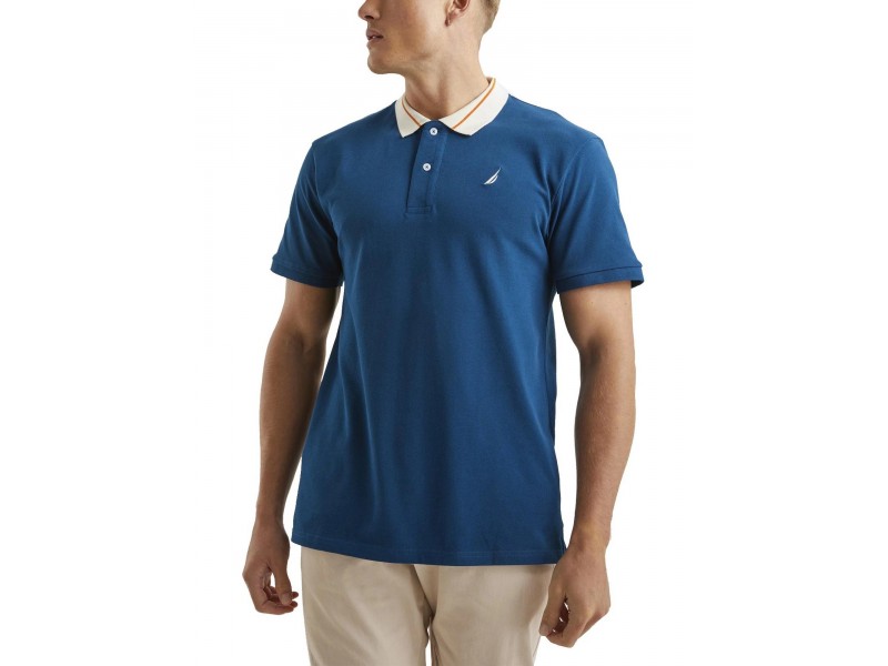 Nautica Rogan férfi póló sötétkék - csíkos gallér