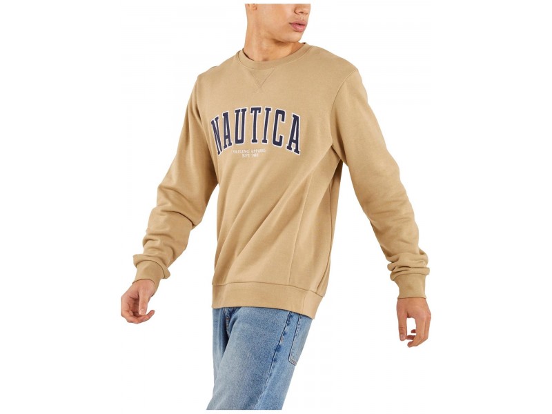 Nautica Brayden férfi pulóver, barna (204-wheat)