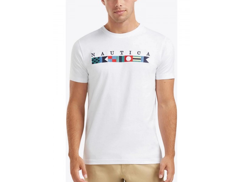 Nautica Fortis férfi póló – fehér, színes logó