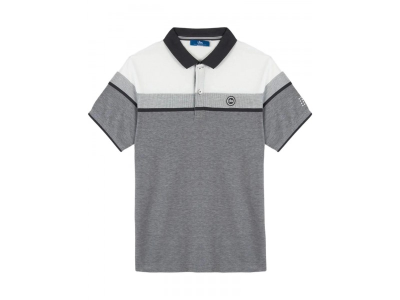 TBS Barispol D férfi csíkos galléros póló — szürke (281-gris)