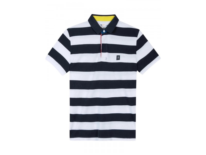 TBS Sergepol D férfi csíkos galléros póló – 612-bleu