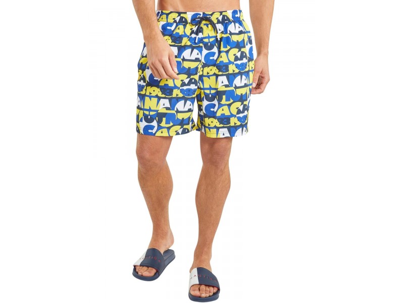 Nautica Omari 6\" sárga mintás férfi fürdőnadrág