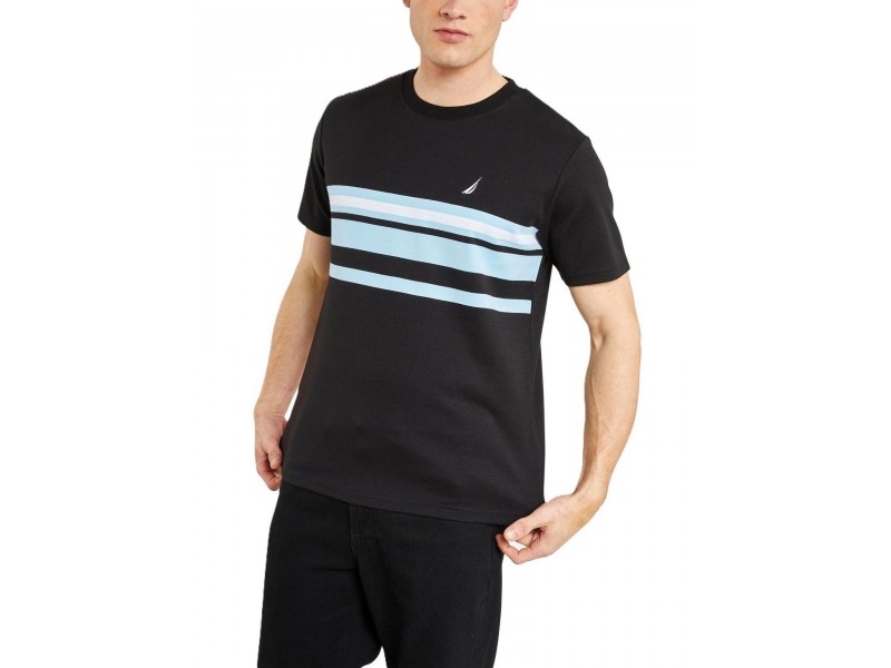 Nautica Stetson csíkos férfi póló - fekete