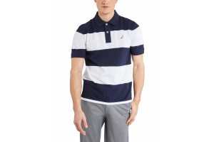 Nautica Thornton férfi csíkos galléros póló - fehér