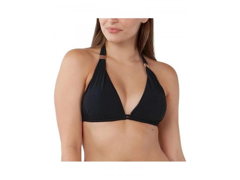 Barts Solid Halter Triangle D női bikini felső - fekete