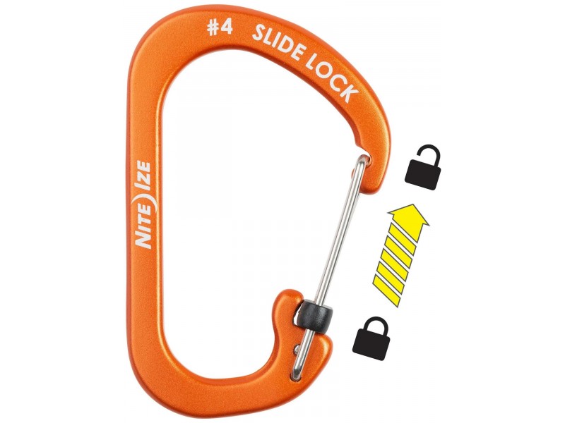 Niteize SlideLock alumínium karabiner #4 D - narancs