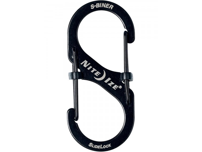 Niteize SlideLock karabíner #2 D - fekete, rozsdamentes acél