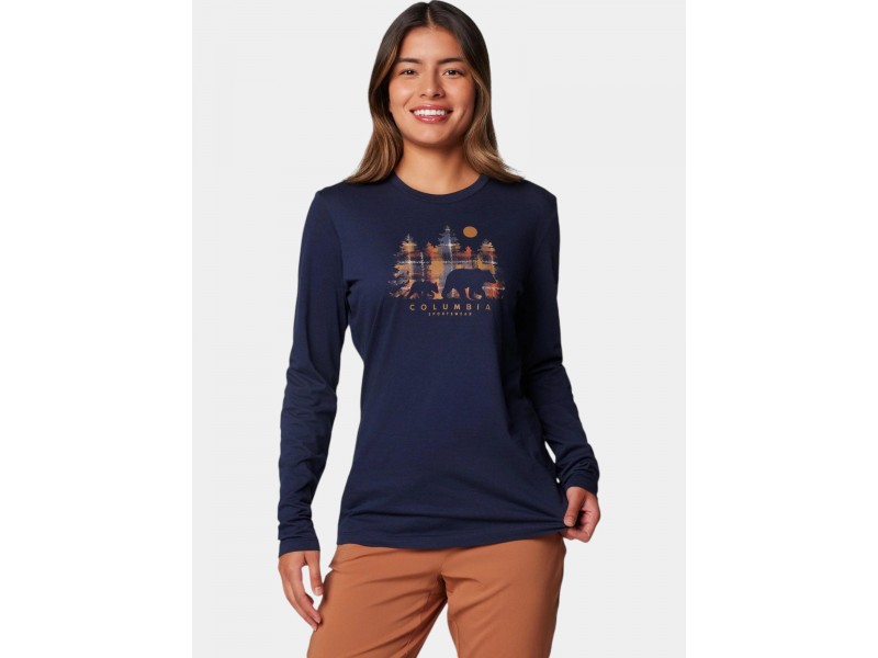 Columbia Hidden Haven női hosszú ujjú póló - collegiate navy