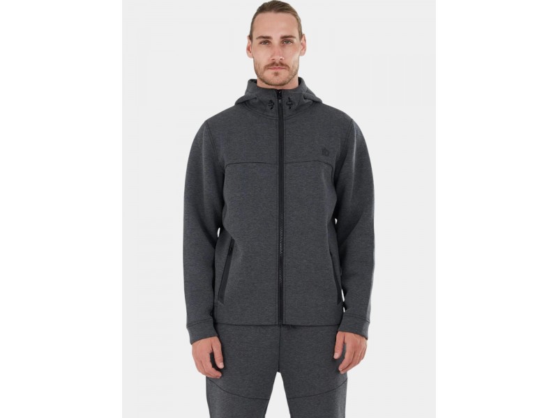 Fundango Hamal Tech férfi kapucnis pulóver - fekete melírozott