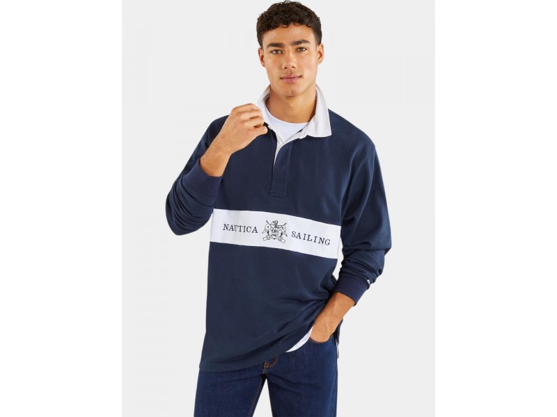 Nautica Reo Rugby Shirt D sötétkék férfi pulóver