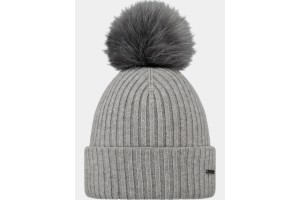 Barts Kenzie Beanie D – női szürke sapka, műszőrme pompommal