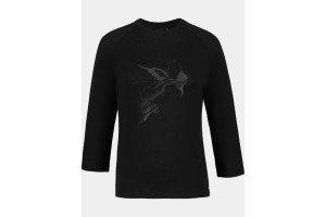 Luhta Haunis női hosszú ujjú fekete póló — hímzett részlet