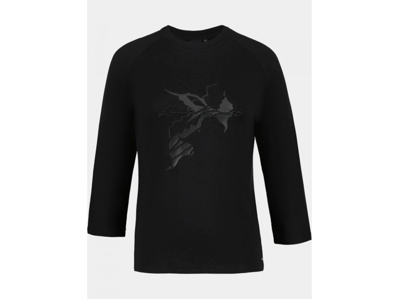 Luhta Haunis női hosszú ujjú fekete póló — hímzett részlet