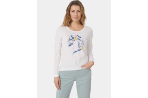 TBS Jodietee D női póló - hosszú ujjú, virágmintás, 017 Arctique