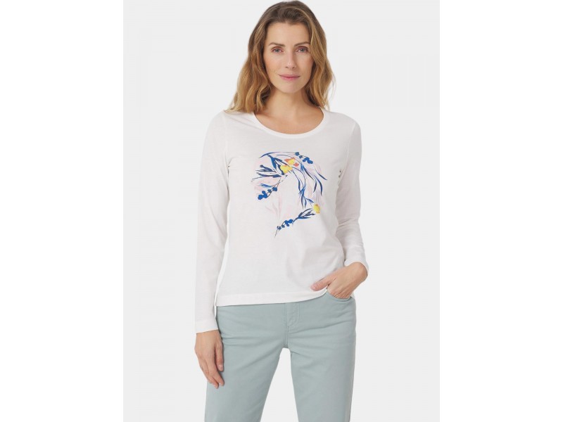 TBS Jodietee D női póló - hosszú ujjú, virágmintás, 017 Arctique