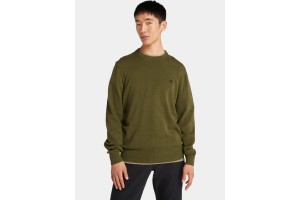 Timberland Cotton Yd férfi pulóver – sötét olíva