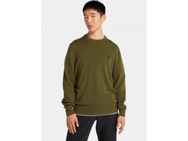 Timberland Cotton Yd férfi pulóver – sötét olíva
