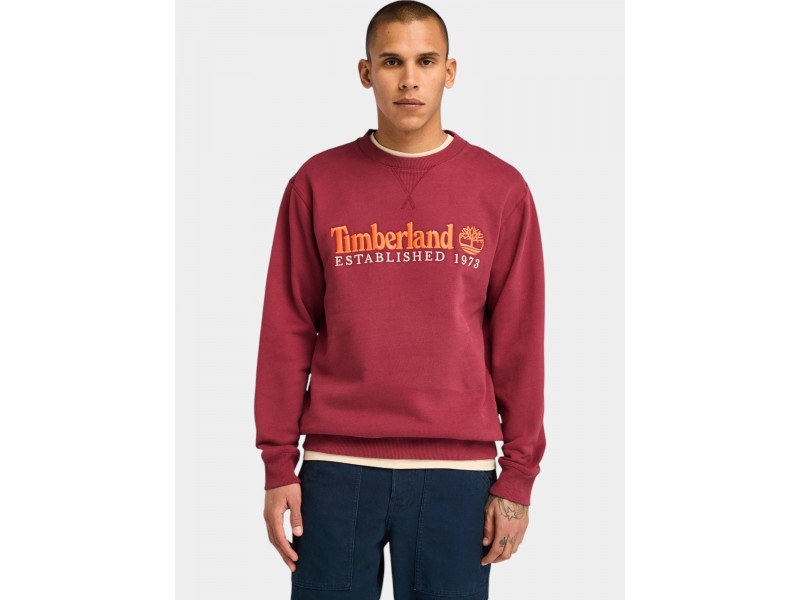 Timberland férfi hímzett logós pulóver - Cordovan