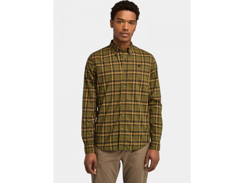 Timberland Stretch Poplin Check férfi ing - dark olive