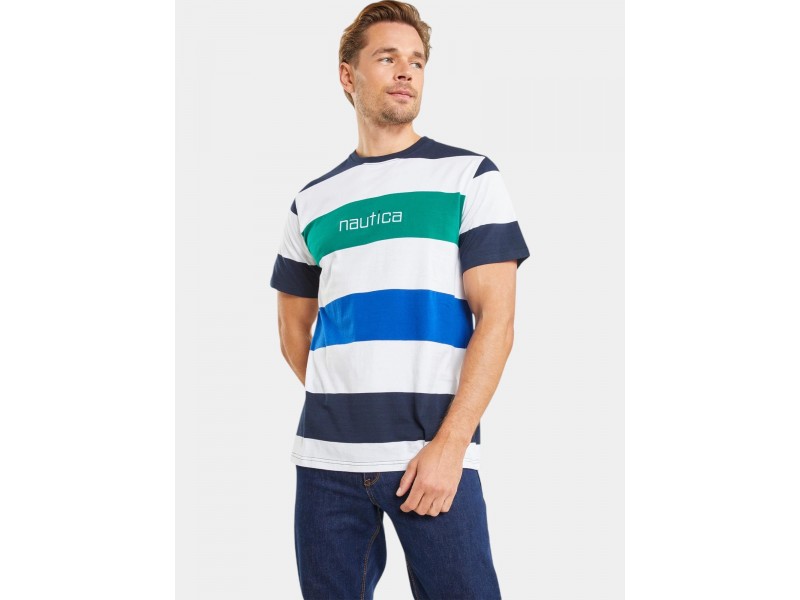 Nautica Dakari férfi csíkos póló - Dark Navy