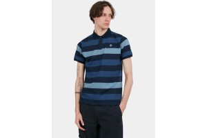 Fundango Incognito Stripe férfi csíkos póló — patriot blue
