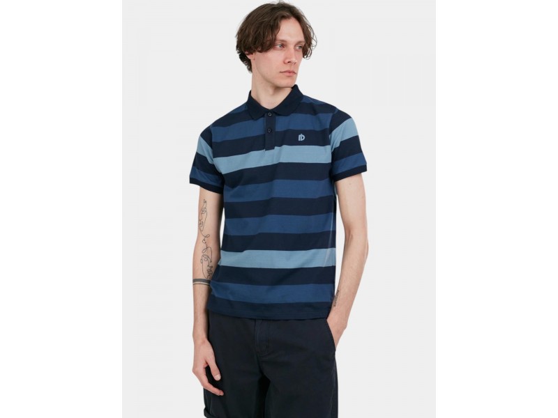 Fundango Incognito Stripe férfi csíkos póló — patriot blue