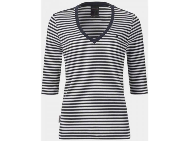 Musto női V-nyak csíkos póló - navy
