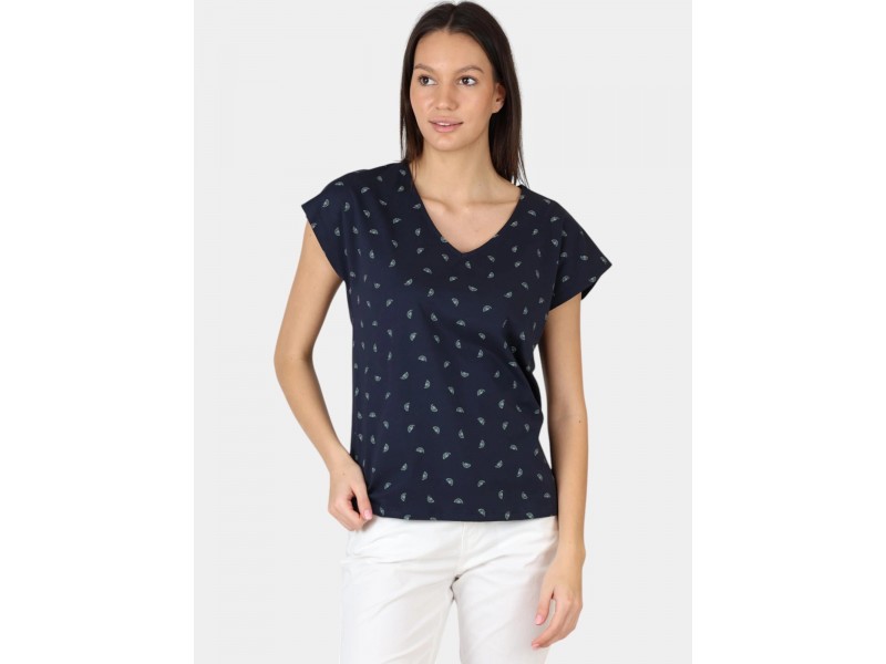 TBS Eddensan D női V-nyakú póló – 100% pamut (navy)