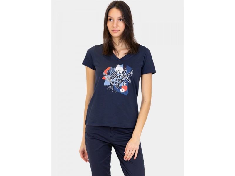 TBS Lugditee D női póló — 612-navy, 100% pamut