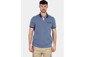 TBS Thuanpol D férfi 100% pamut galléros póló 222-ocean