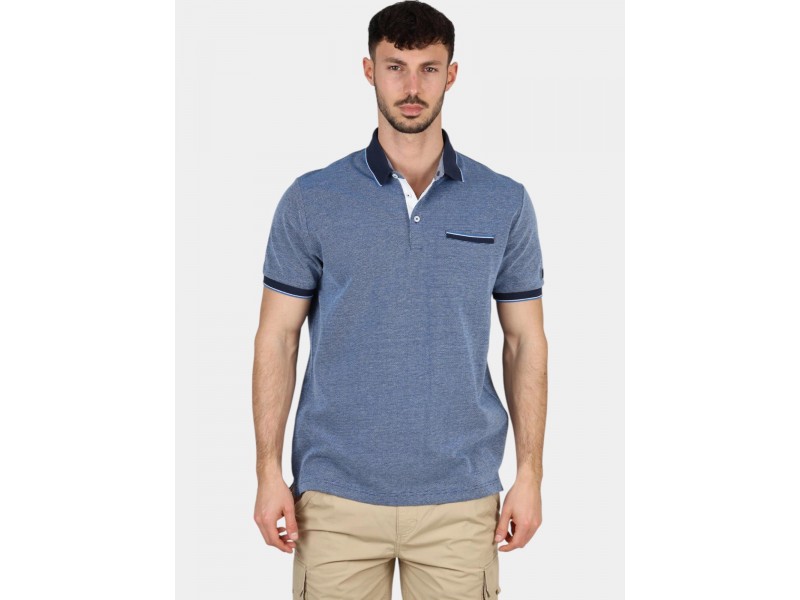 TBS Thuanpol D férfi 100% pamut galléros póló 222-ocean