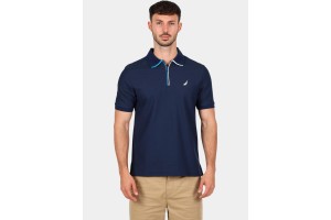 Nautica Seton férfi póló – sötétkék, félcipzáras