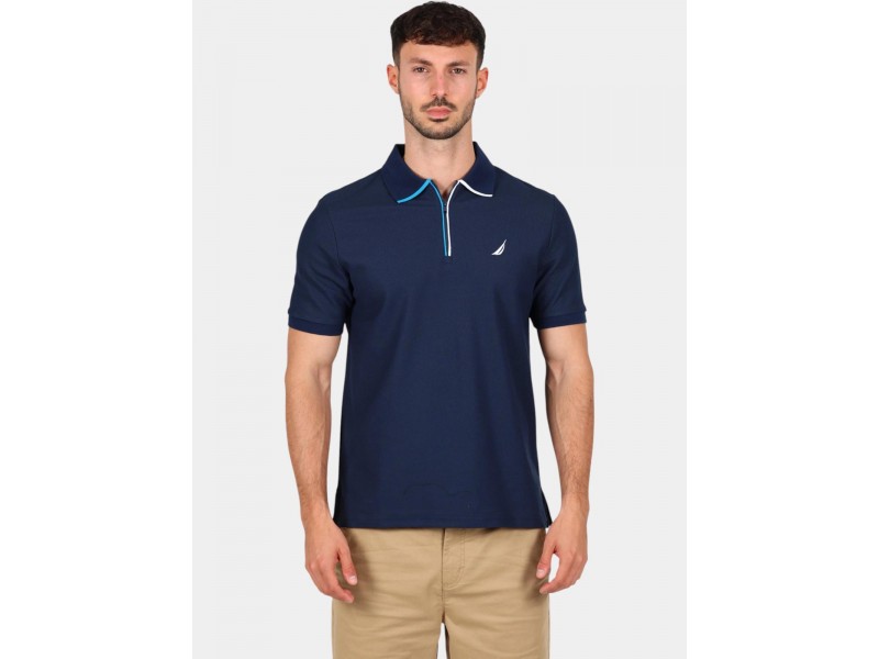 Nautica Seton férfi póló – sötétkék, félcipzáras