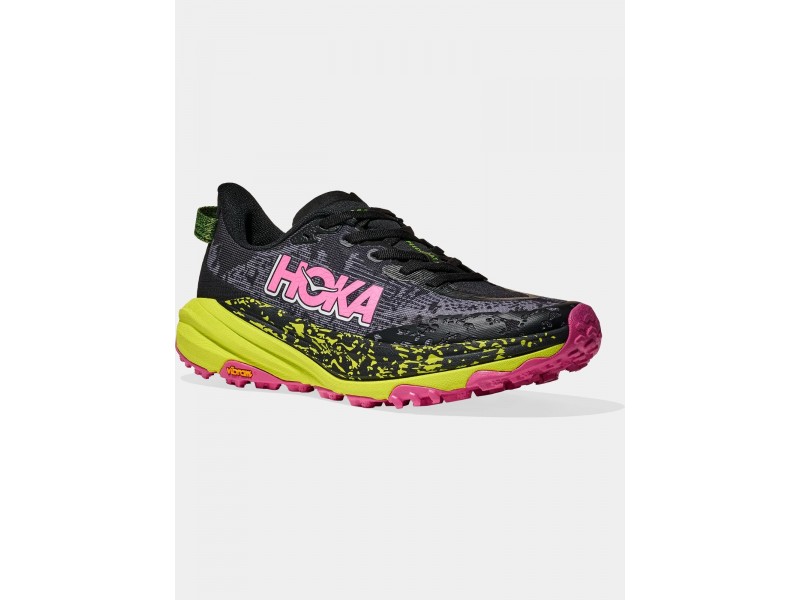 Hoka Speedgoat 6 D női terepfutó cipő - fekete/neon citrus