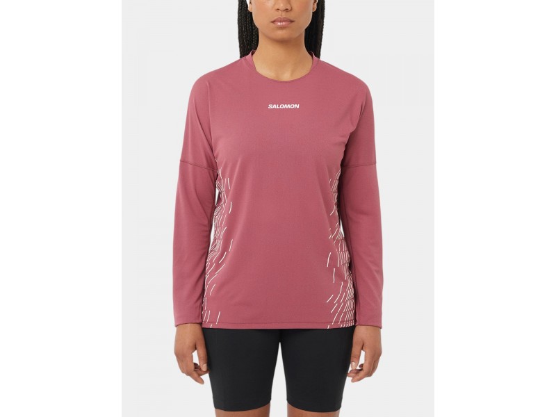 Salomon Sense Aero LS Tee GFX W - Nocturne/Whisper White