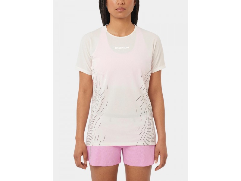 Salomon Sense Aero SS Tee GFX W - fehér női futópóló