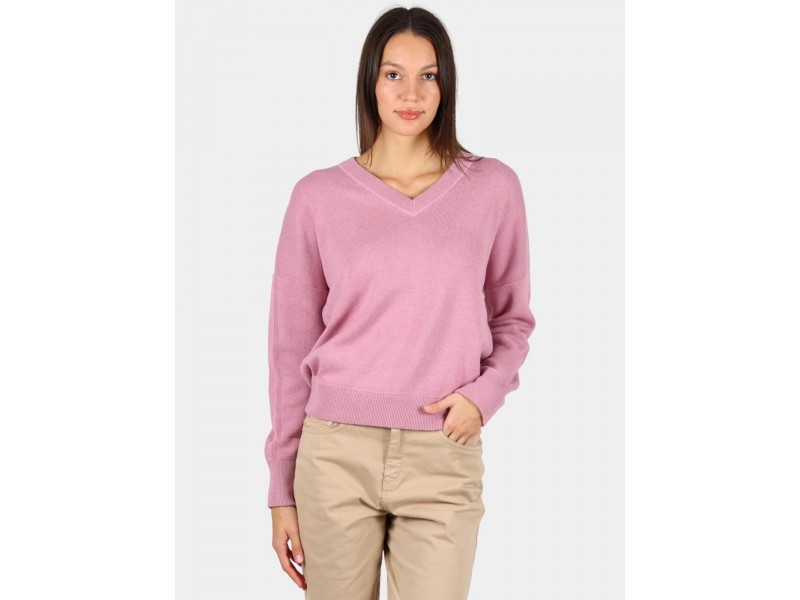 TBS Enolaver D női V-nyakú pulóver - 426 Pivoine