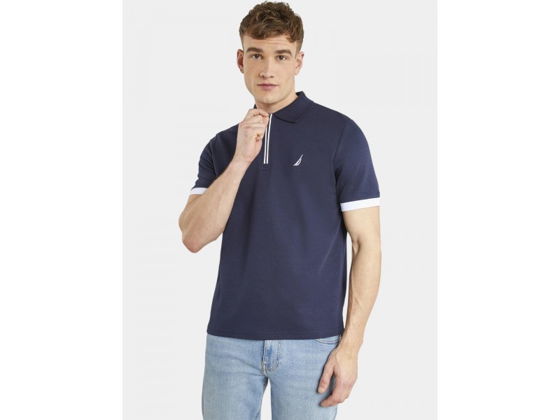 Nautica Halifax férfi félcipzáras póló - sötétkék