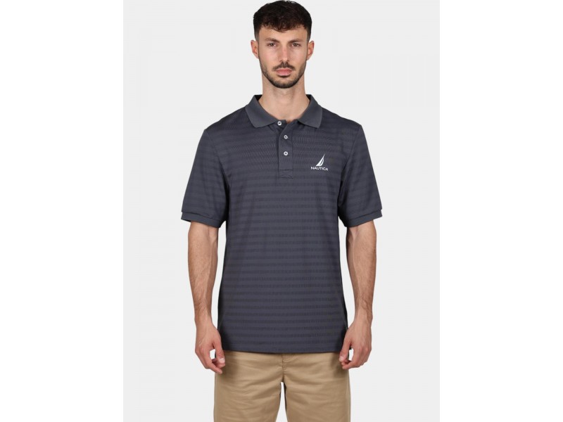 Nautica Leonard II férfi galléros póló — sötétszürke