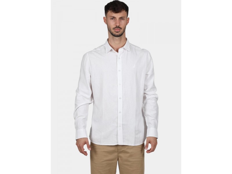 Nautica Barias Ls férfi ing — fehér, 55% vászon