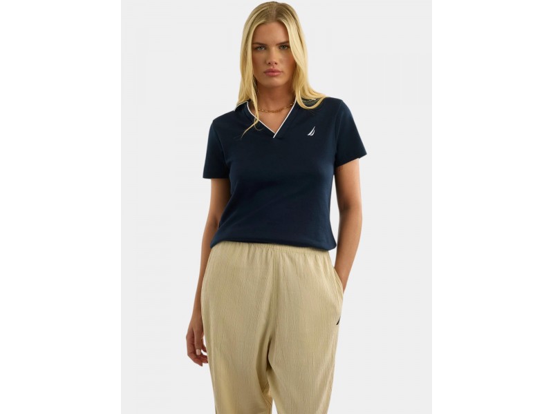 Nautica Adalynn női póló — sötétkék, V-nyak