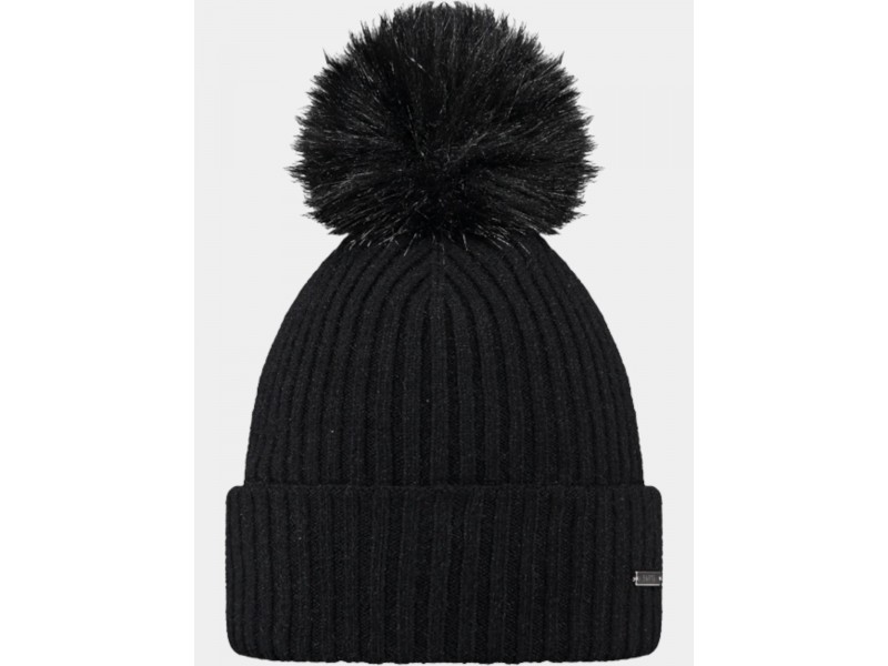 Barts Kenzie Beanie D – női fekete sapka műszőrme pompom