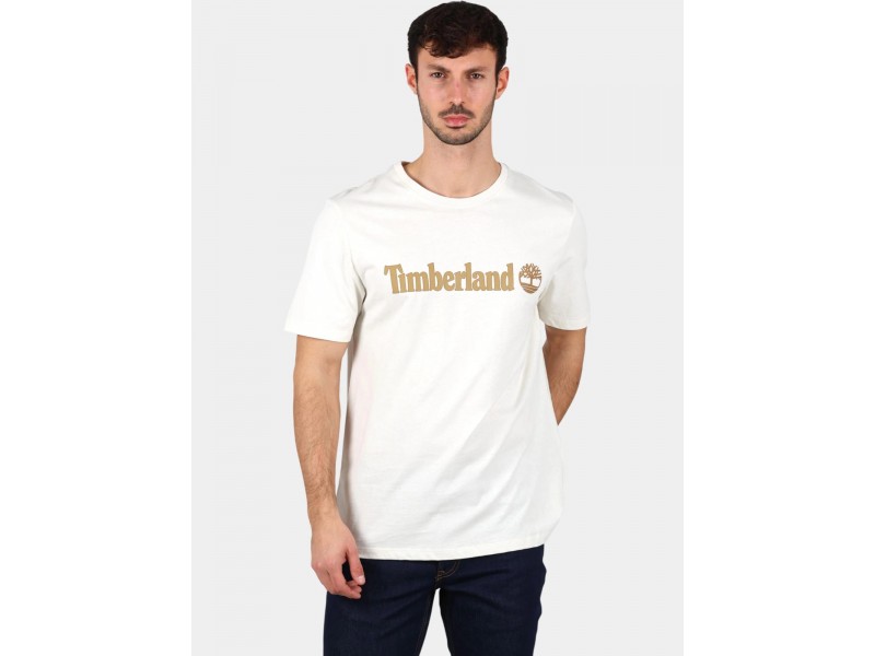 Timberland férfi Linear Logo rövid ujjú póló - vintage white
