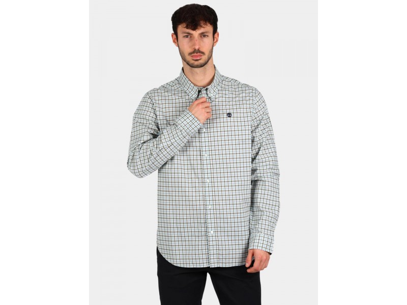 Timberland Stretch Poplin Gingham Shirt - eyn-silver blue